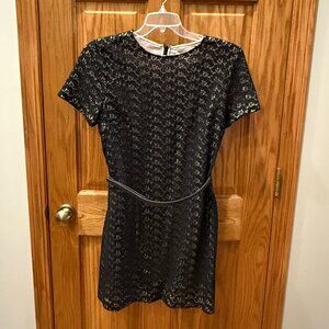 Diane von Furstenberg Cindy Acorn Lace Dress in Black, SZ 12